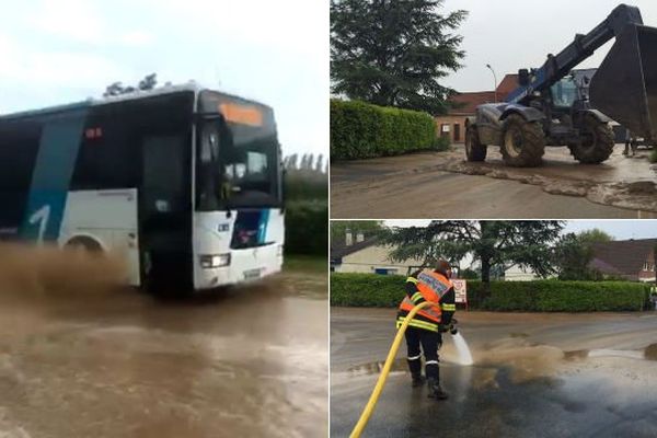 Le rue de Bailleul à Merris (Nord) a été inondée après une grosse averse ce vendredi après-midi.