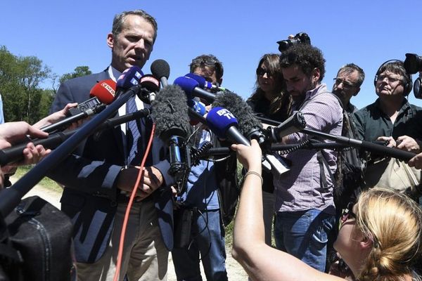 Etienne Manteaux lors de la conférence de presse sur la reconstitution du meurtre d'Alexia Daval ce 17 juin  2019.
.