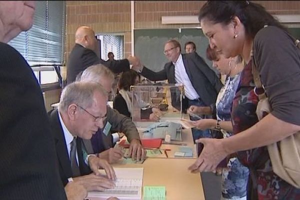 Le bureau de vote de Vesoul, en Haute-Saône, ce dimanche matin.