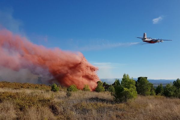 A Montouliers, quatre groupes d'intervention feux de fôrets (GIFF) étaient sur zone soutenus par trois canadairs. 