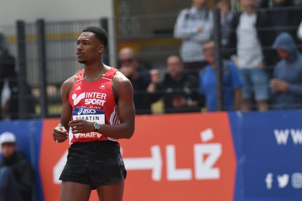 William Aubatin lors des championnats de France Elite d'athlétisme 2019, au stade Henri Lux de Saint-Etienne.