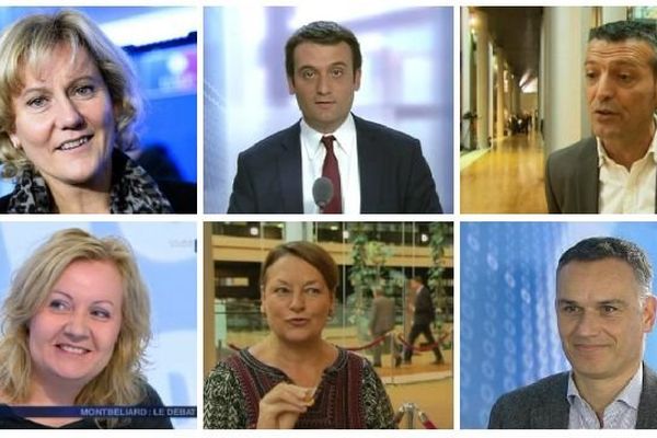 Six des neuf députés européens de la circonscription Est de la France : Nadine Morano, Florian Philippot, Edouard Martin, Sophie Montel, Nathalie Griesbeck et Arnaud Danjean