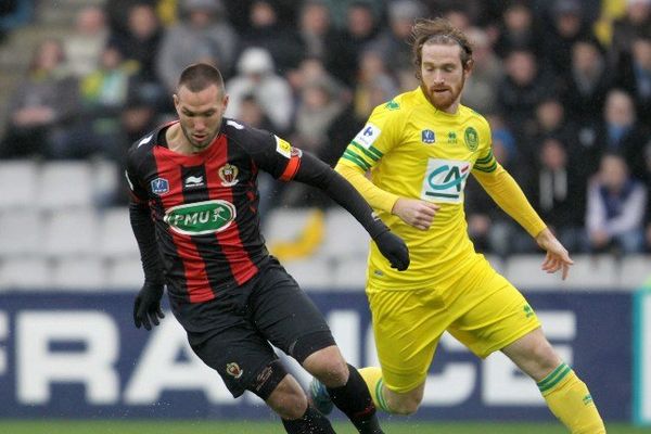 Fernando Aristeguieta et  Didier Digard le 5 janvier à la Beaujoire lors de l'élimination en Coupe de France.