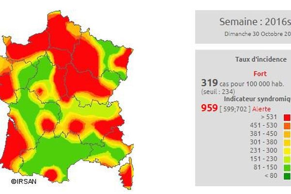 Données épidémiologiques de la gastro-entérite semaine 43 ( du 24 au 30 octobre 2016)