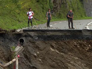 Dans la nuit de vendredi 6 et samedi 7 septembre, de violents orages ont causé d'importants dégâts sur les routes de la vallée d'Aspe en Béarn.