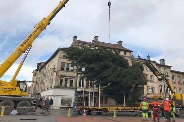 Epinal Le Sapin De Noel Installe Sur La Place Des Vosges