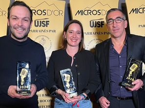 Camillle Chignac, récompensée aux Micros d'or pour un magazine sur les paraathlètes limousins sélectionnés aux JO 2024. Ici, avec Matthieu Boisseau et Arnaud Romera (France Télévisions).