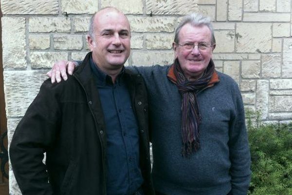 Thierry Durand et Gilles Perrault lors de la projection du documentaire au cinéma le Lux à Caen- 12 octobre 2013 