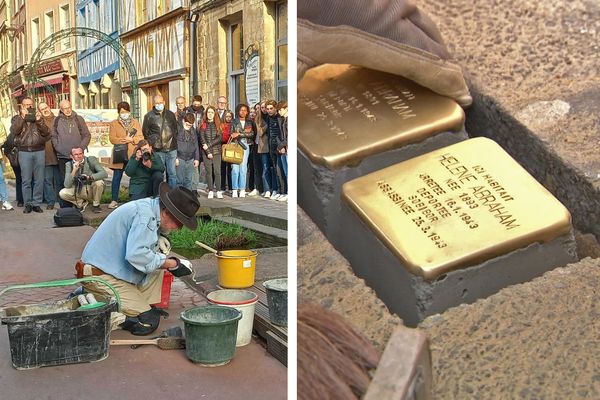 28 mars 2022 : à Rouen et au Havre l'artiste plasticien Gunter Demnig a scellé ses "Stolpersteine"