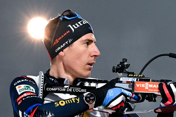 Quentin Fillon Maillet remporte le sprint des championnats de France de biathlon en ski roues. (image d'illustration)