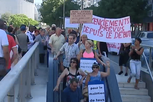 Les salariés Cenntro Motors ont pris le métro ce matin, station Debourg (7e) pour se rendre à la Direccte, à Villeurbanne - 30/6/15