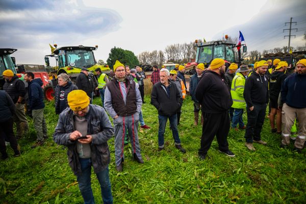 Reconnaissables à leurs bonnets jaunes, des membres de la Coordination rurale.