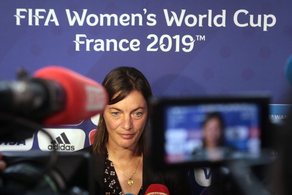 L'entraineuse des bleues, Corinne Diacre, lors d'une cérémonie de présentation du Mondial 2019 à Paris, en septembre