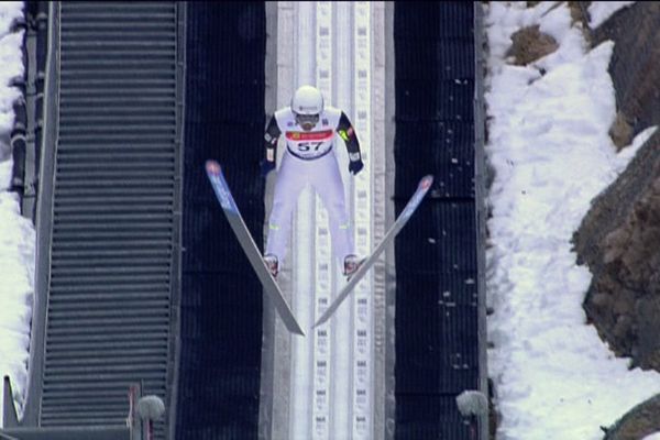  Jason Lamy-Chappuis ce matin sur le tremplin de Chaux-Neuve