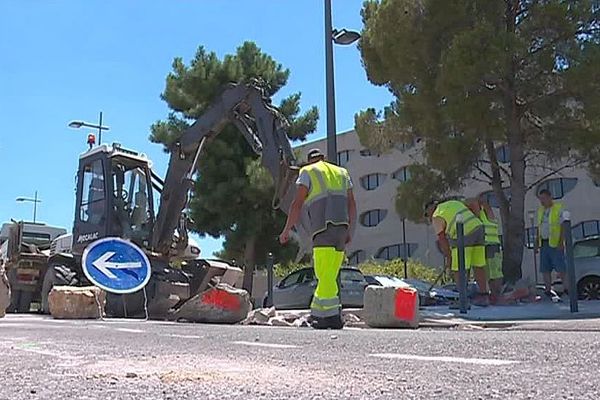 Montpellier - travail sous la canicule - juillet 2018.