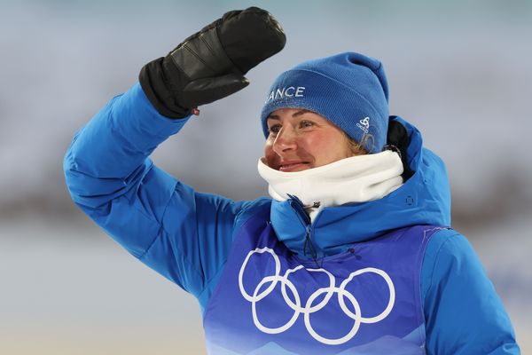 Justine Braisaz-Bouchet pendant les jeux olympiques 2022.