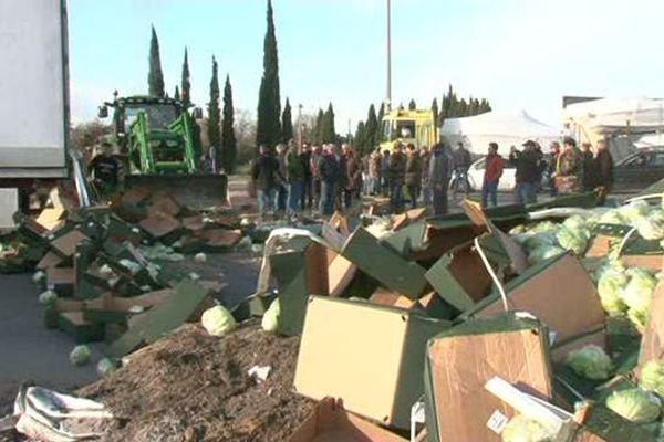 Agriculteurs en colère au péage d'Arles 