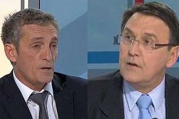 Philippe Saurel (DVG) et Jacques Domergue (UMP), candidats à la mairie de Montpellier