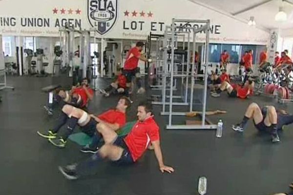 Le SUA à l'entrainement avant la rencontre.