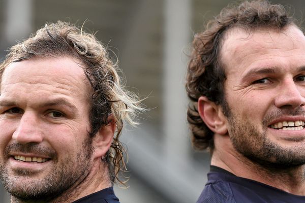 Montpellier - les frères Jannie et Bismarck Du Plessis, joueurs du MHR - 2015.