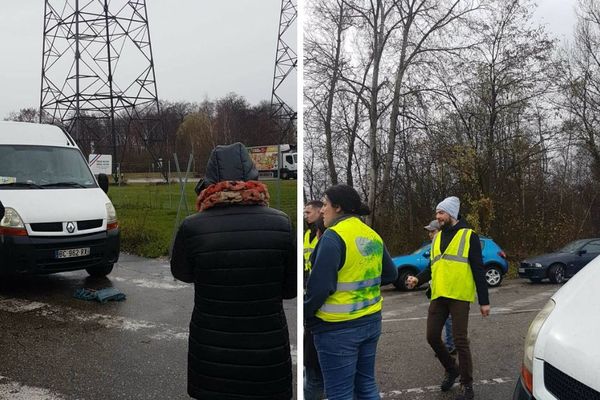 Plusieurs "citoyens gilets jaunes" ont posté leur camp de base non loin de la caserne de la légion étrangère.