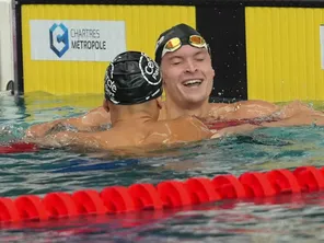 Le nageur breton Yann Le Goff lors des derniers championnats de France en juin 2024. Il s'alignera dans le relais français du 4x200 m nage libre aux JO de Paris 2024.