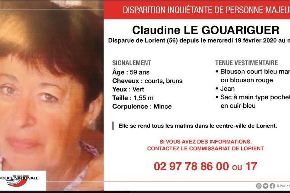 Lorient : Disparition Inquiétante D'une Quinquagénaire, La Police Lance ...