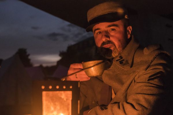 29 mai 2016, Verdun, France. Centenaire de la bataille de Verdun, reconstitueurs historiques. Poilus francais.