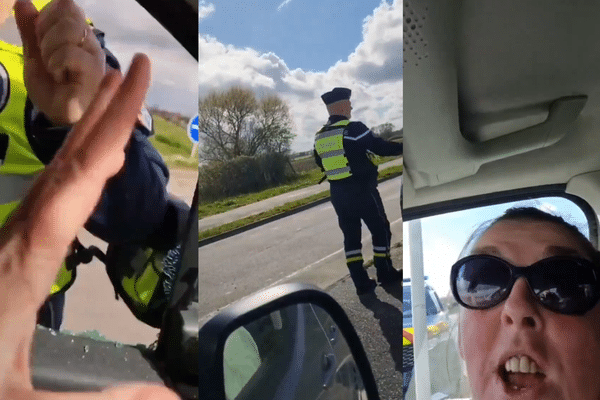 Sur la vidéo, on peut voir un couple refuser d'obtempérer lors d'un test d'alcoolémie. La gendarmerie finit par briser la vitre de leur voiture.