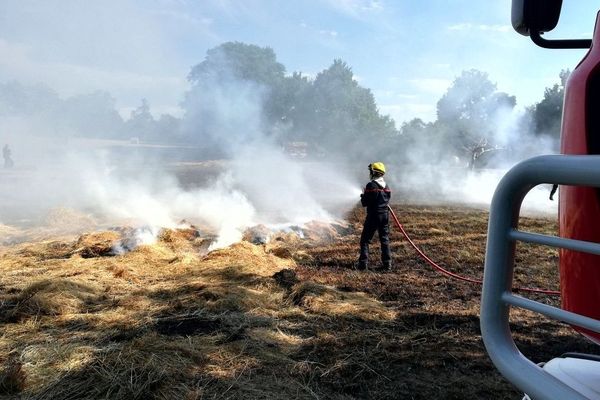 Les pompiers du Lot en intervention sur un feu de broussailles sur la commune de Bio.