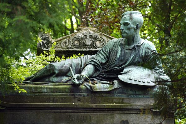 Pierre tombale du peintre français Théodore Géricault (1791-1824) au cimetière du Père Lachaise à Paris