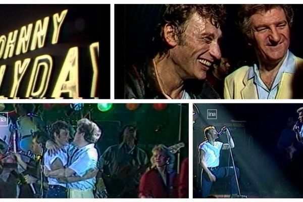 Johnny Hallyday et Eddy Mitchell au printemps de Bourges en 1985