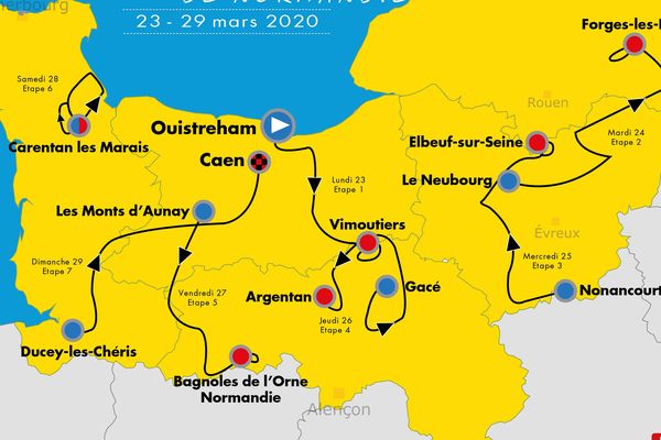 Le parcours du Tour de Normandie 2020 qui sera couru du 23 au 29 mars