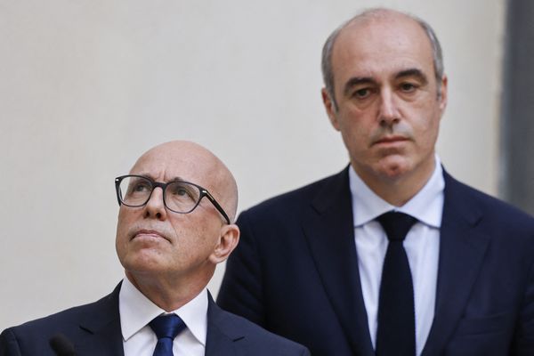 Eric Ciotti et Olivier Marleix, en mars 2024.