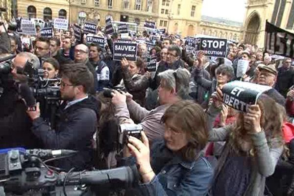 200 personnes à Metz pour soutenir Serge Atlaoui, samedi 25 avril 2015.