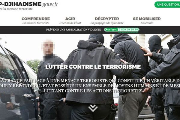 Le site gouvernemental "stop-djihadisme.gouv.fr"