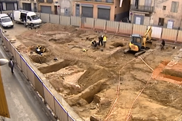 Perpignan - site de fouilles avant la construction de la future université du centre ville - janvier 2016.