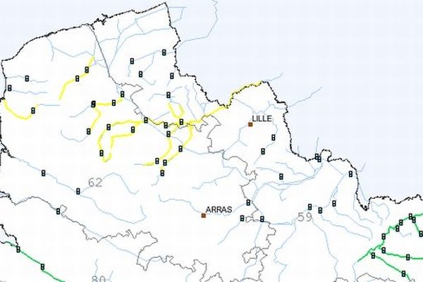 Dans son bulletin de 10h00 ce 27 décembre, Vigicrues maintient la vigilance jaune sur la plupart des cours d'eau du Nord Pas-de-Calais. 