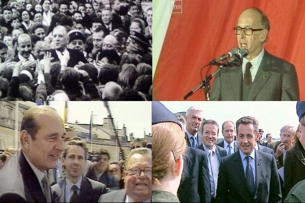 Visites présidentielles à Dijon : Charles de Gaulle en 1959, Valéry Giscard d'Estaing en 1981, Jacques Chirac en 1996 et Nicolas Sarkozy en 2007