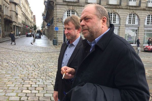 " On va bien, on est innocent"  lance Éric Dupond-Moretti, l'avocat de Jo Baron, à l'arrivée à la cour d'appel de Rennes