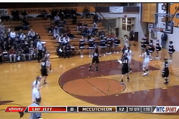 Incredible basketball three-pointer