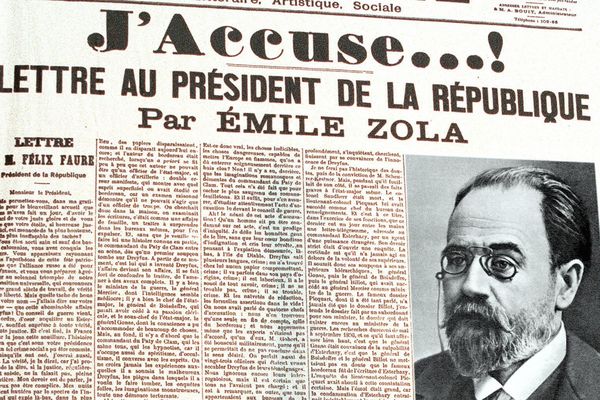 "J'accuse", la lettre d"Emile Zola à la une de l'Aurore du 13 janvier 1898