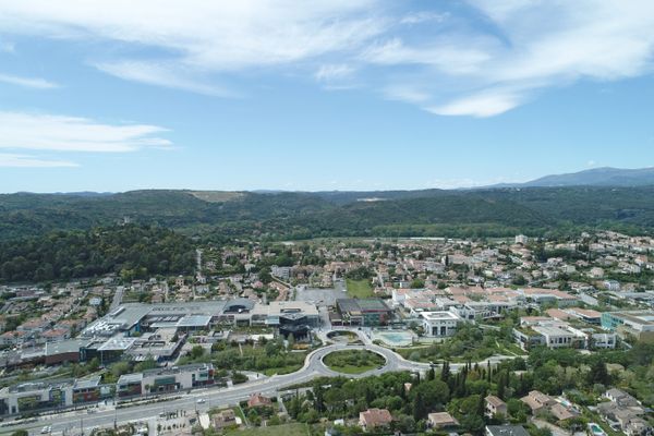 Le centre commercial Polygone Riviera à Cagnes-sur-Mer vu du ciel ( Archives)