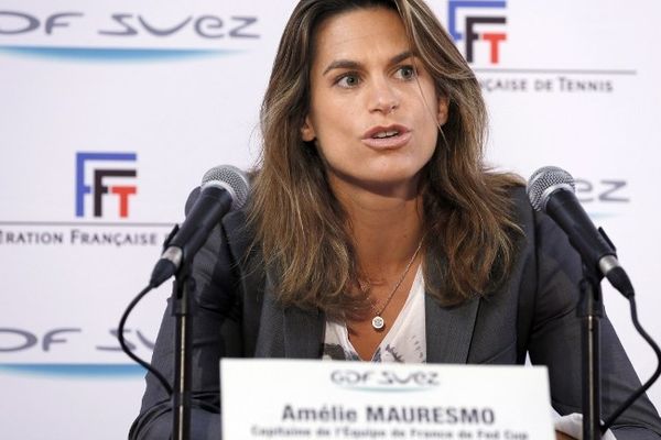 Conférence de presse d'Amélie Mauresmo, pendant la 21ème édition du Tournoi WTA Open à Paris, 30 janvier 2013