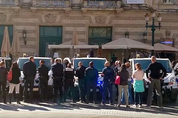 Montpellier - manifestation des policiers place de la Comédie - 19 octobre 2016.