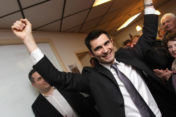 Xavier Bonnefont, UMP, au soir de sa victoire à Angoulême.