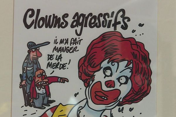 Un des 40 dessins originaux de Tignous, exposés à Rampoux.