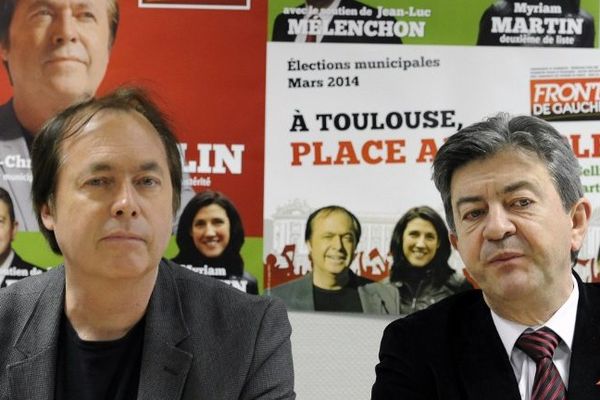 Jean-Christophe Sellin et Jean-Luc Mélenchon mercredi à Toulouse