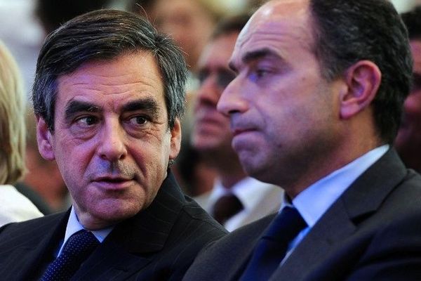 François Fillon et Jean-françois Copé  lors de la campagne présidentielle le 03 mai à Bordeaux.