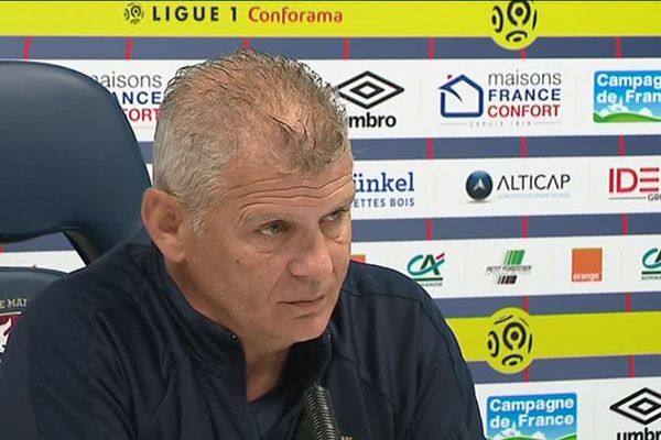 Patrice Garande, l'entraîneur du Stade Malherbe de Caen, ce jeudi 17 mai ne conférence de presse